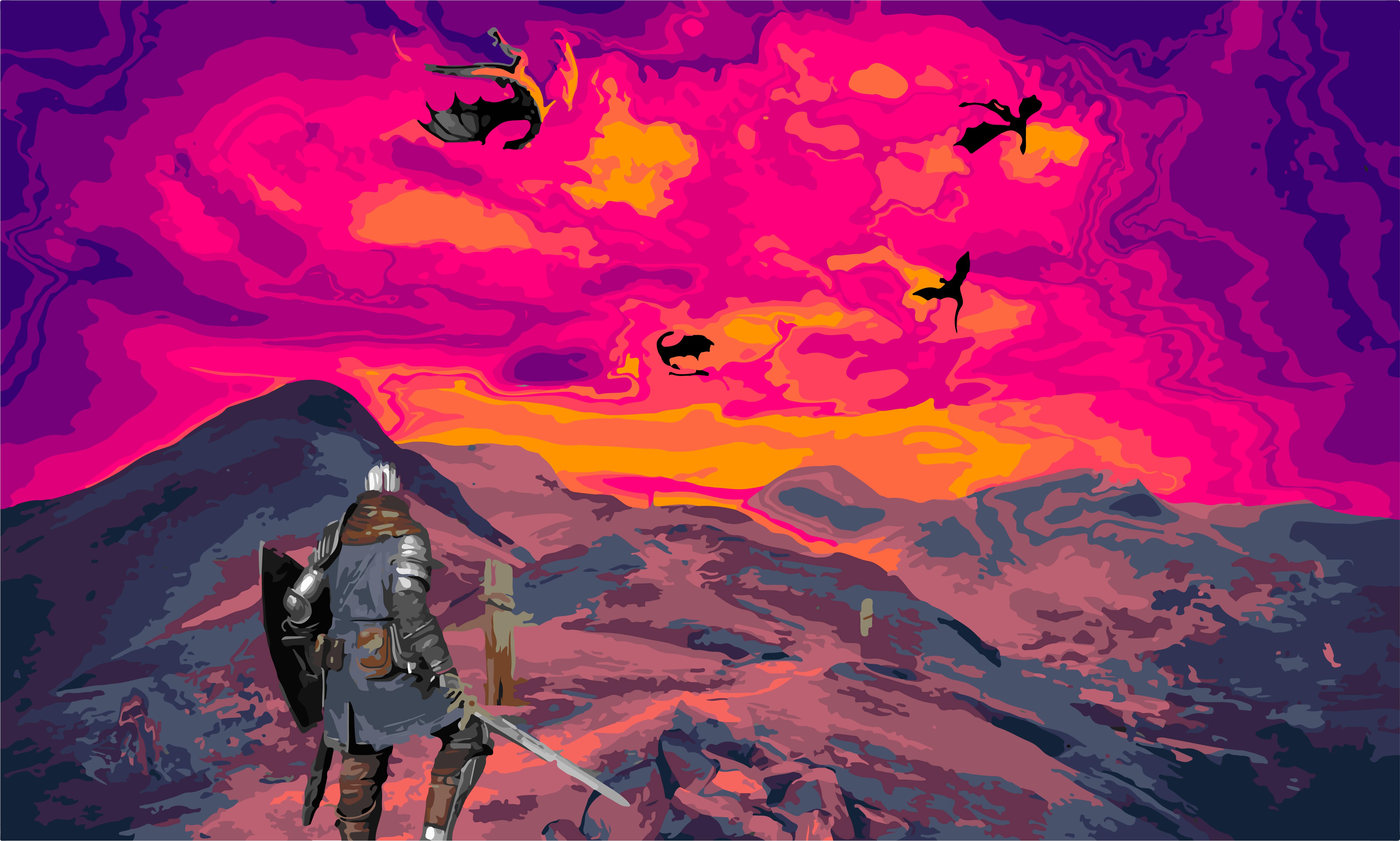 Dark Souls Vaporwave Landscape